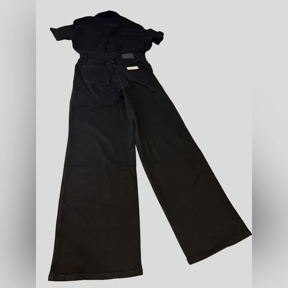 NWT Judy Blue Short Sleeve Straight Tummy Control Black Denim Jumpsuit